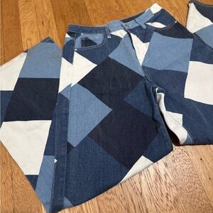 SHEIN / Geometric Patchwork Jeans